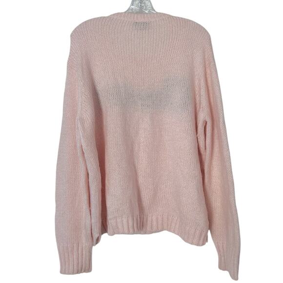 Wooden Ships Cheers! Sweater Women's L/XL Pink Wool Mohair Relaxed Fit New Years - Picture 2 of 4